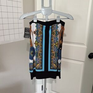 Eva Varro Reversible Skirt with Chain and Floral Accents